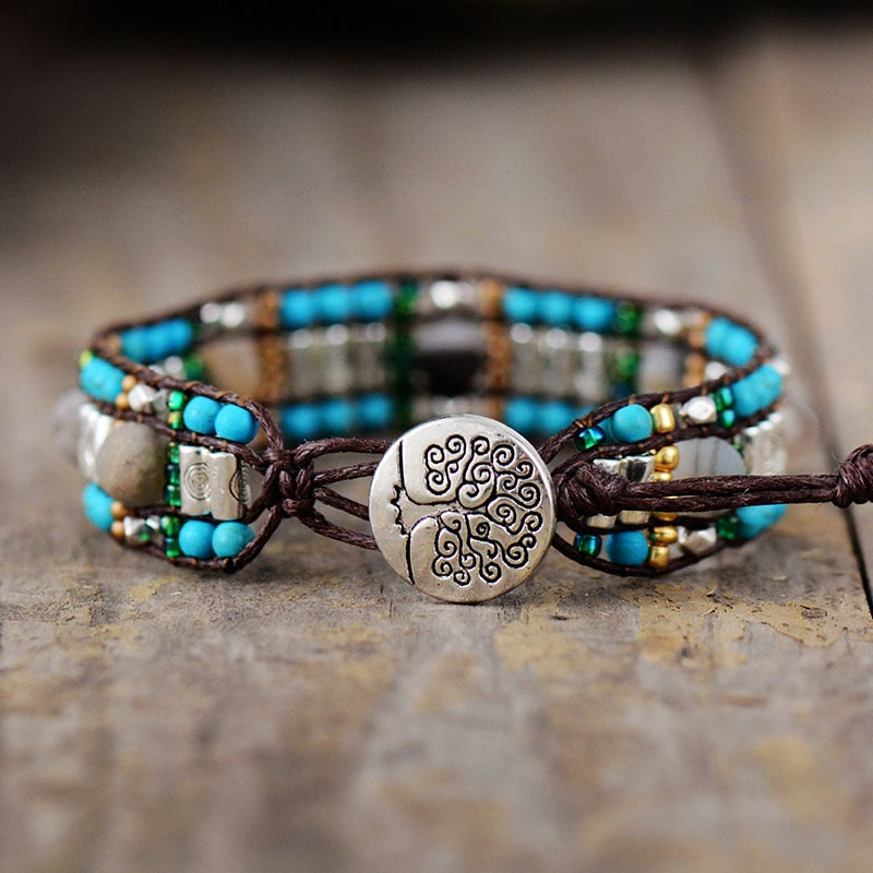 Bracelet Bohémien en Jaspe et Turquoise bleue "Épanouissement & Estime de soi"